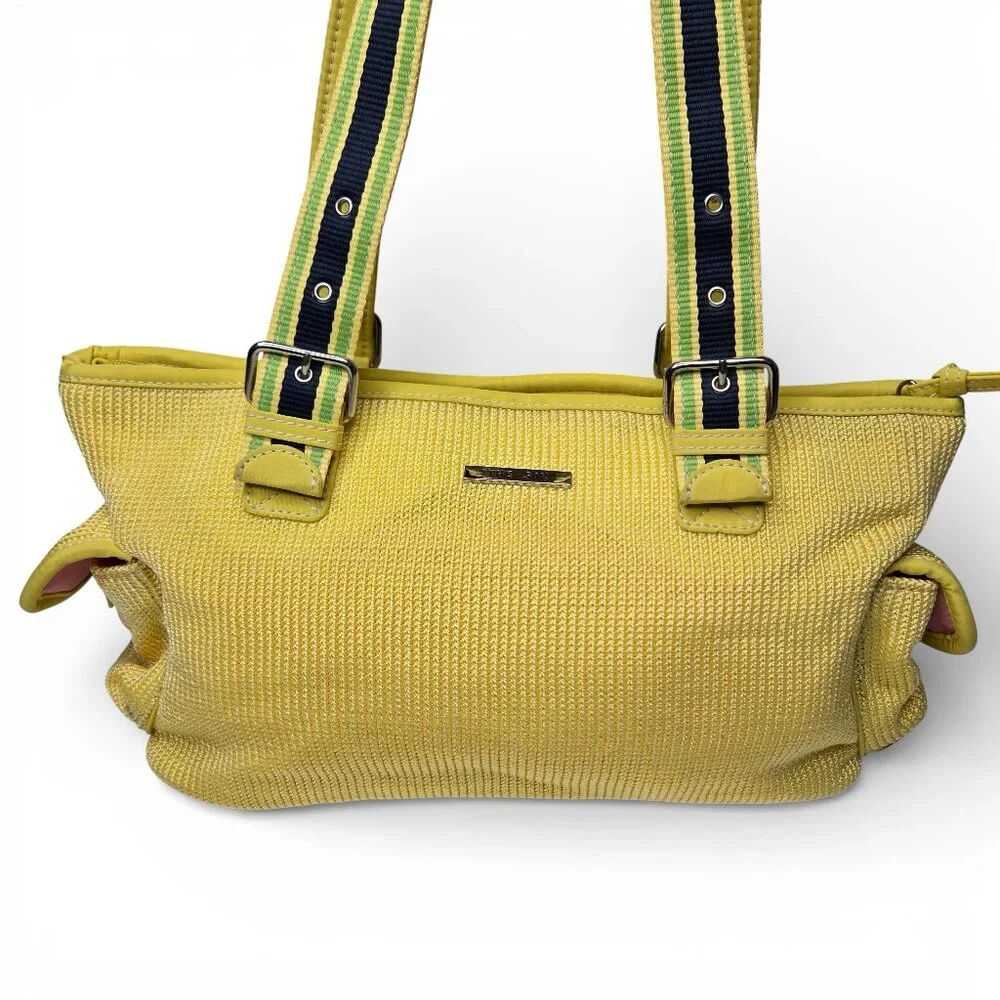 The Sak Belinda Knit Satchel Baguette Women Small Bright Yellow‎ Sporty Purse